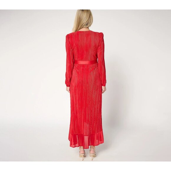 READ BEAUTIFUL by Lawrence Zarian Petite Faux Wrap Pleated Dress Size XLP Red - Picture 2 of 9